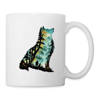 Waldwolf im Mondlicht - Tasse - Weiß - Rechts