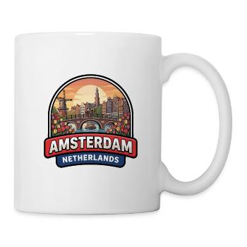 Amsterdam Niederlande Reiseabzeichen Kanäle Geschenk - Tasse - Weiß - Rechts