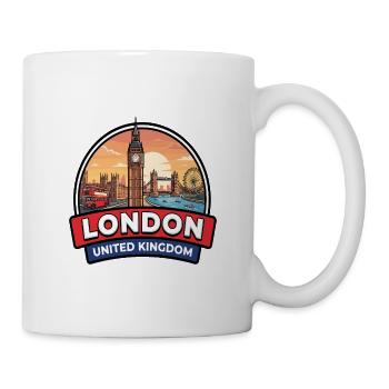 London UK Reiseabzeichen Big Ben Tower Bridge Geschenk - Tasse - Weiß - Rechts