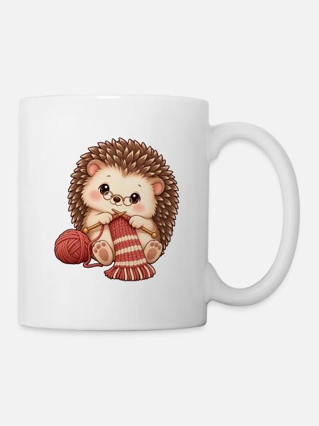 Igel-Stricker Kawaii - Tasse - Weiß