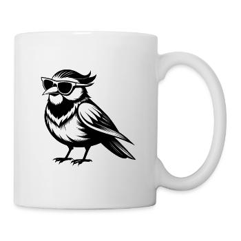 Vogel mit Sonnenbrille - Tasse - Weiß - Rechts