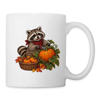 Waschbär bei der Kürbisernte - Tasse - Weiß - Rechts