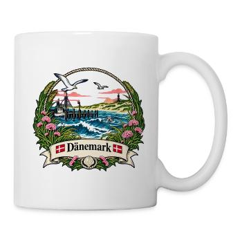 Dänemark Küstenlogo mit Möwen - Tasse - Weiß - Rechts