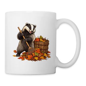 Dachs sammelt Herbstlaub - Tasse - Weiß - Rechts