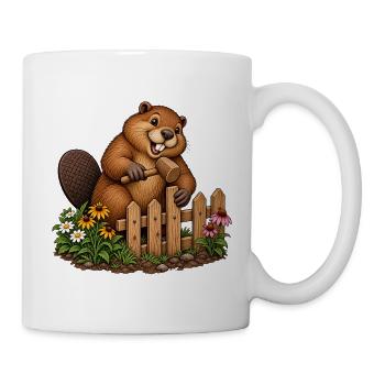 Biber baut einen Gartenzaun - Tasse - Weiß - Rechts