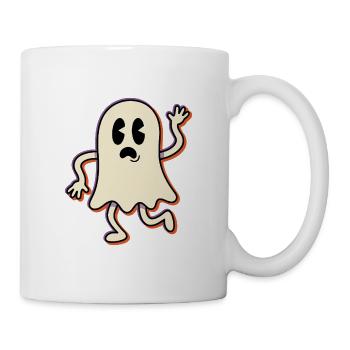 Retro ghost waving hello with a surprised face - Tasse - Weiß - Rechts