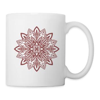 Karmesinrote Mandala-Blüte - Tasse - Weiß - Rechts