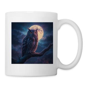 Mondlichteule am Nachthimmel - Tasse - Weiß - Rechts