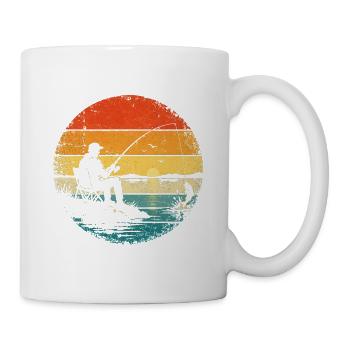 Angler - Fischer - Angel - angeln Sonnenuntergang - Tasse - Weiß - Rechts