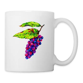 Bunte Weintrauben Illustration - Tasse - Weiß - Rechts