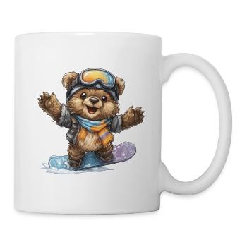 Snowboardbär im Winter - Tasse - Weiß - Rechts