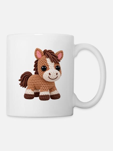 Häkelpferd Kuschelpony - Tasse - Weiß