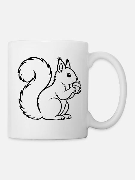 Eichhörnchen mit Eichel – Wald Natur - Tasse - Weiß