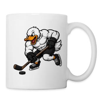 Coole Ente Eishockeyspieler Cartoon - Tasse - Weiß - Rechts