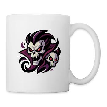 Unheimliche Totenköpfe mit leuchtend roten Augen, gotische Kunst - Tasse - Weiß - Rechts