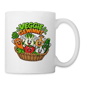 Veggie Gewinn Gemüsekorb Cartoon - Tasse - Weiß - Rechts