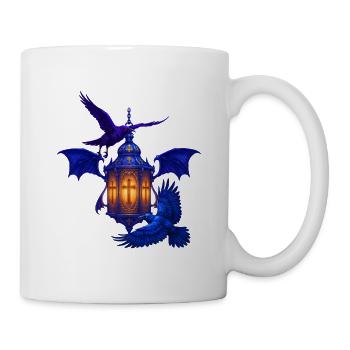 Blaues Lanternenlicht mit Raben - Tasse - Weiß - Rechts