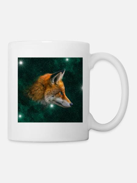 Fuchs im Sternenraum - Tasse - Weiß