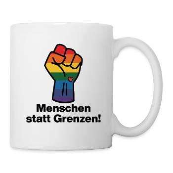 MENSCHEN STATT GRENZEN. BOTSCHAFT GEGEN RECHTS - Tasse - Weiß - Rechts