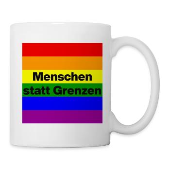 MENSCHEN STATT GRENZEN. BOTSCHAFT GEGEN RECHTS - Tasse - Weiß - Rechts