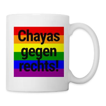 CHAYAS GEGEN RECHTS, BUNTER REGENBOGEN, QUEER - Tasse - Weiß - Rechts