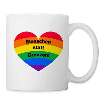 MENSCHEN STATT GRENZEN. BOTSCHAFT GEGEN RECHTS - Tasse - Weiß - Rechts