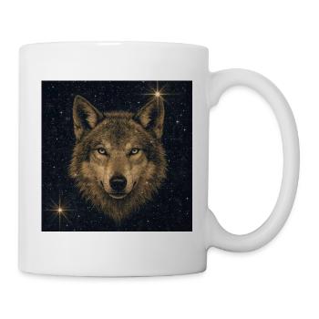 Wolf im Sternenmeer - Tasse - Weiß - Rechts