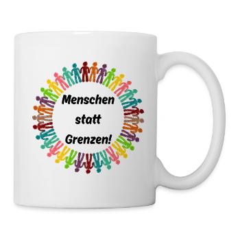 MENSCHEN STATT GRENZEN. BOTSCHAFT GEGEN RECHTS - Tasse - Weiß - Rechts