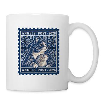 Katze und Hund, Katze und Präriehund auf einer Briefmarke 2026 - Tasse - Weiß - Rechts