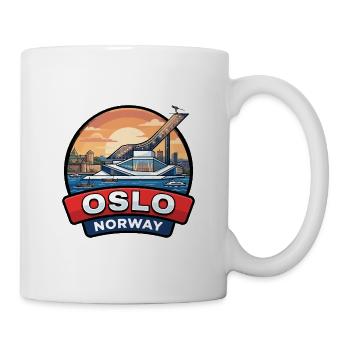 Oslo Norwegen Reiseabzeichen Opernhaus Fjord Geschenk - Tasse - Weiß - Rechts
