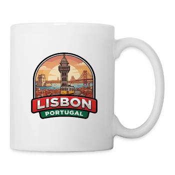 Lissabon Portugal Reiseabzeichen Belem Turm Geschenk - Tasse - Weiß - Rechts