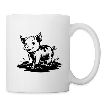 Ferkel im Schlamm - Tasse - Weiß - Rechts