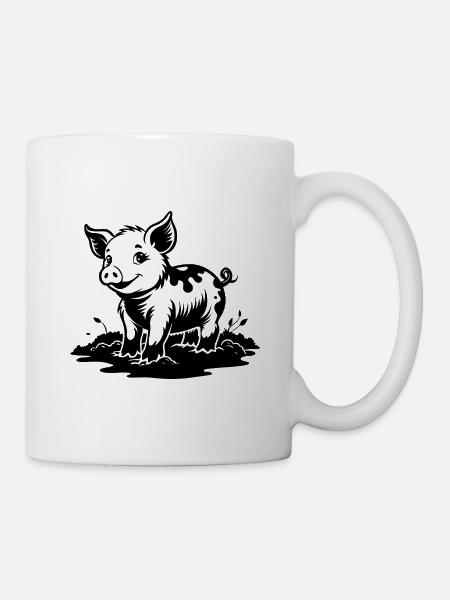 Ferkel im Schlamm - Tasse - Weiß