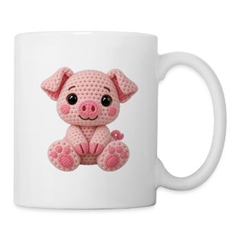 Häkelkuschel Schwein Rosa - Tasse - Weiß - Rechts