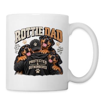 Rottie Dad: Geschützt und in der Unterzahl - Tasse - Weiß - Rechts
