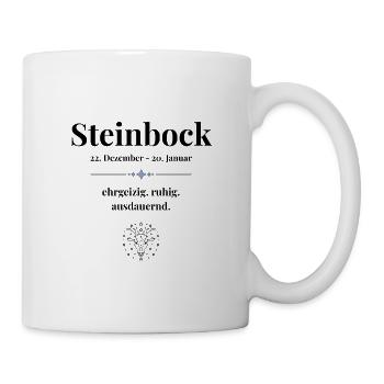 Steinbock Sternzeichen – ehrgeizig & ruhig - Tasse - Weiß - Rechts