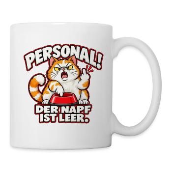 Wütende Katze – Personal! Der Napf ist leer. - Tasse - Weiß - Rechts