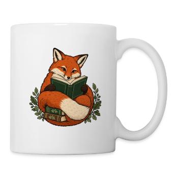 Lesefuchs: Fuchs mit Buch - Tasse - Weiß - Rechts
