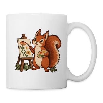 Eichhörnchen beim Malen - Tasse - Weiß - Rechts