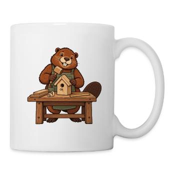Biber an der Werkbank - Tasse - Weiß - Rechts