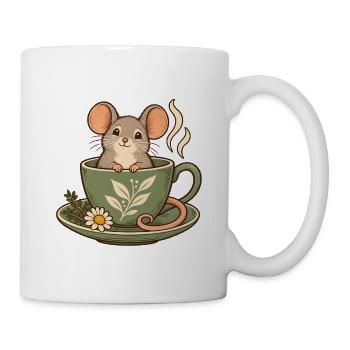 Maus in der Teetasse - Tasse - Weiß - Rechts