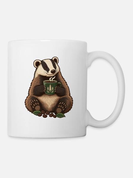 Dachs mit Kaffee - Tasse - Weiß