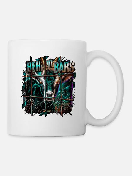 Hinter Gittern: Neonziege - Tasse - Weiß
