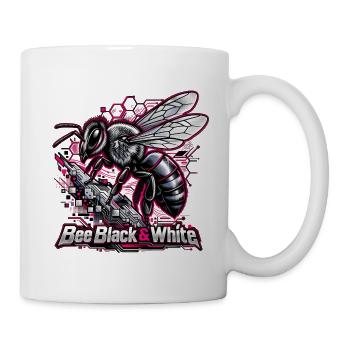 Biene Neon Schwarz-Weiß Tech - Tasse - Weiß - Rechts