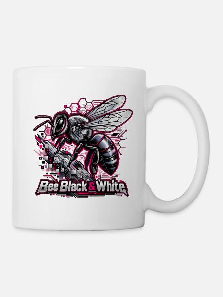 Biene Neon Schwarz-Weiß Tech - Tasse - Weiß