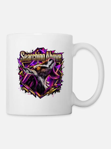 Neon-Geometrische Ziege Suchend - Tasse - Weiß