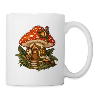 Pilzteehaus – Gemütliches Waldhaus - Tasse - Weiß - Rechts