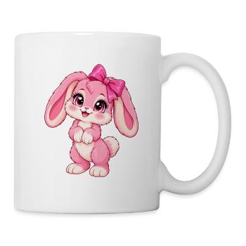 Kawaii-Pinkkiefer mit großem Bogen - Tasse - Weiß - Rechts