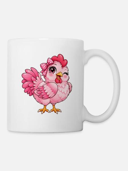Kawaii Pink Hen - Tasse - Weiß