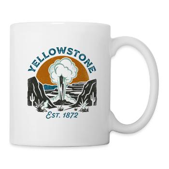 Vintage-Yellowstone, Wyoming - Tasse - Weiß - Rechts